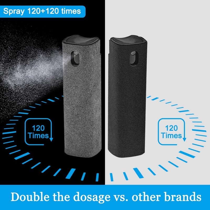 walrfid 2 Pack Screen Cleaner Spray and Wipe for Laptop Monitor and Car Screens, Phone Touchscreen Mist Cleaning Kit for Cellphone, Tablet, PC, Computer, LCD, Eyeglass, iPhone, iPad, Mac Pro - Black and Grey - Image 5